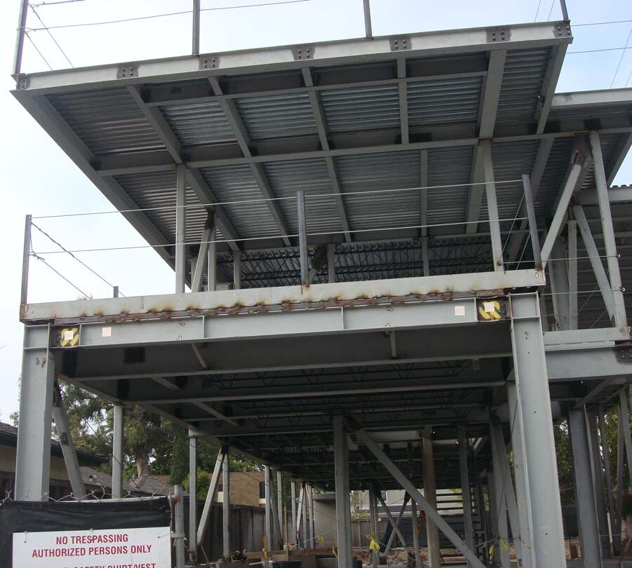 Steel framework for a new custom home in Manhattan Beach, CA. Pacificland Constructors