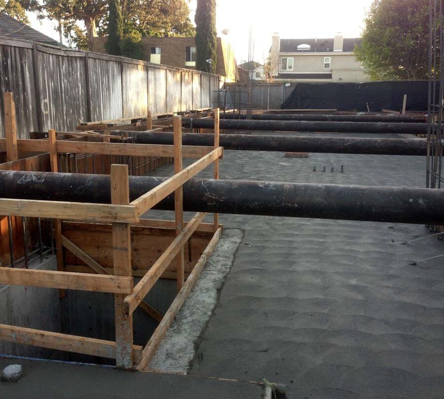 Prior to working on this home’s foundation shoring was placed to create a safe work environment. Pacificland Constructors