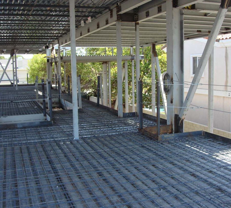 Steel reinforcement for lightweight concrete slab for a new custom home in Manhattan Beach, CA. Pacificland Constructors