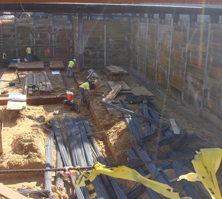 Excavated strip footings are ready for steel reinforcement. Iron men Move in ! Pacificland Constructors