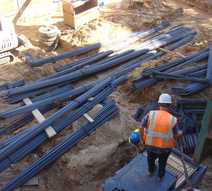 Excavated strip footings are ready for steel reinforcement. Iron men Move in ! Pacificland Constructors