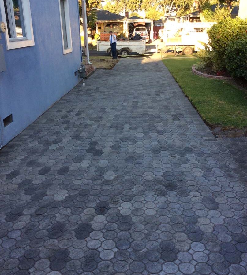 New pavers for a driveway, please view the catalogs on our website for ideas for your new driveway. Pacificland Constructors