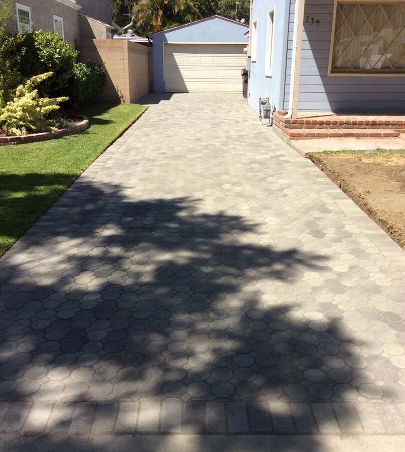 New pavers for a driveway, please view the catalogs on our website for ideas for your new driveway. Pacificland Constructors