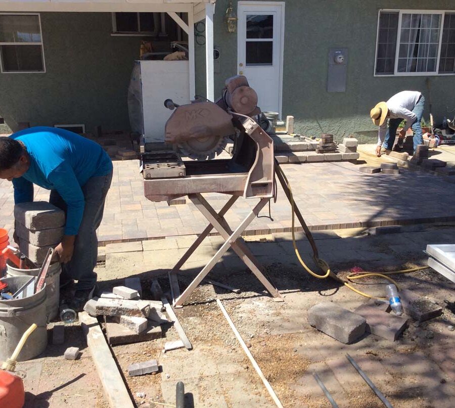 Construction of new paver concrete patio.