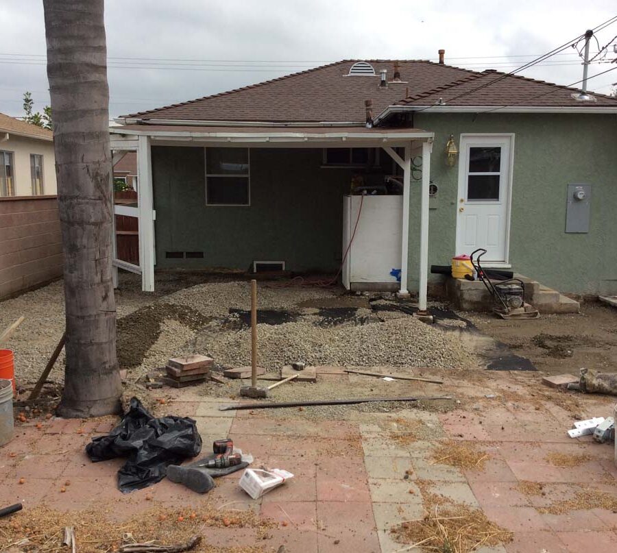 Demolition of old backyard patio.