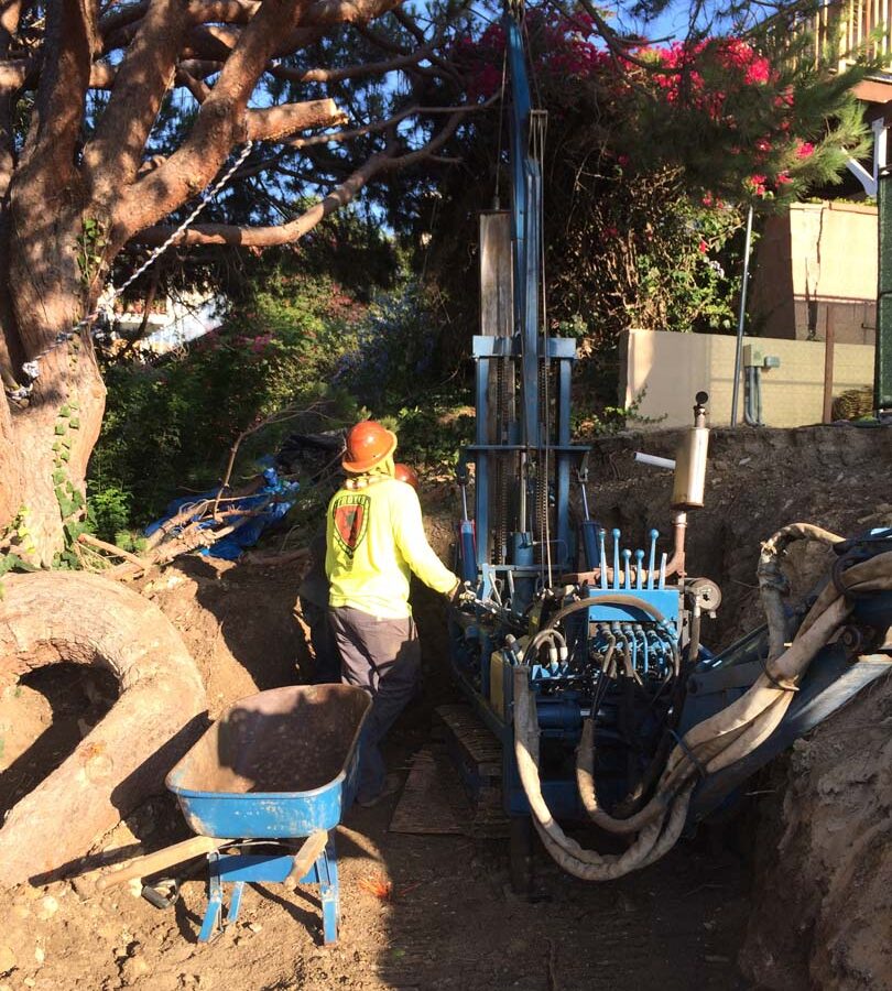 Boring machine used to prepare the cast in place foundations. Pacificland Constructors