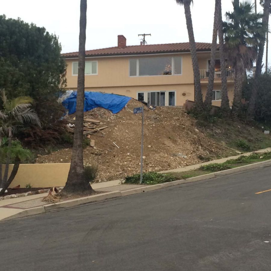 The previous contractor who did work on this home threw all the debris of the pool construction onto the hillside. We were called to clean their work and build a retaining wall to increase flat space by the pool deck.