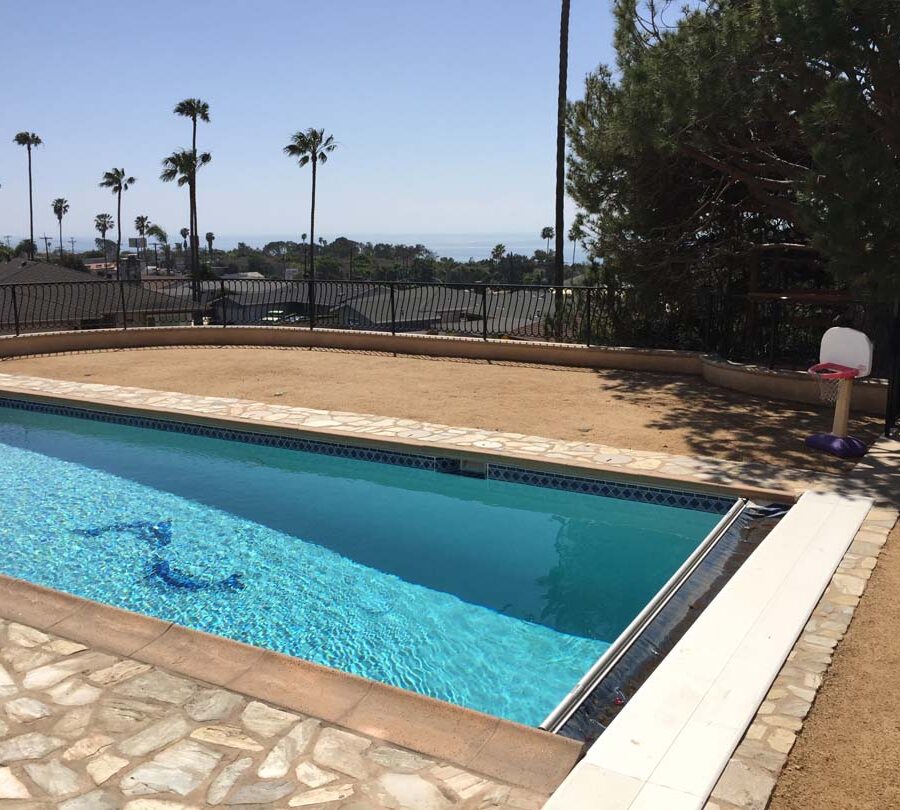 New flagstone pool deck for a home in San Pedro, CA. Pacificland Constructors