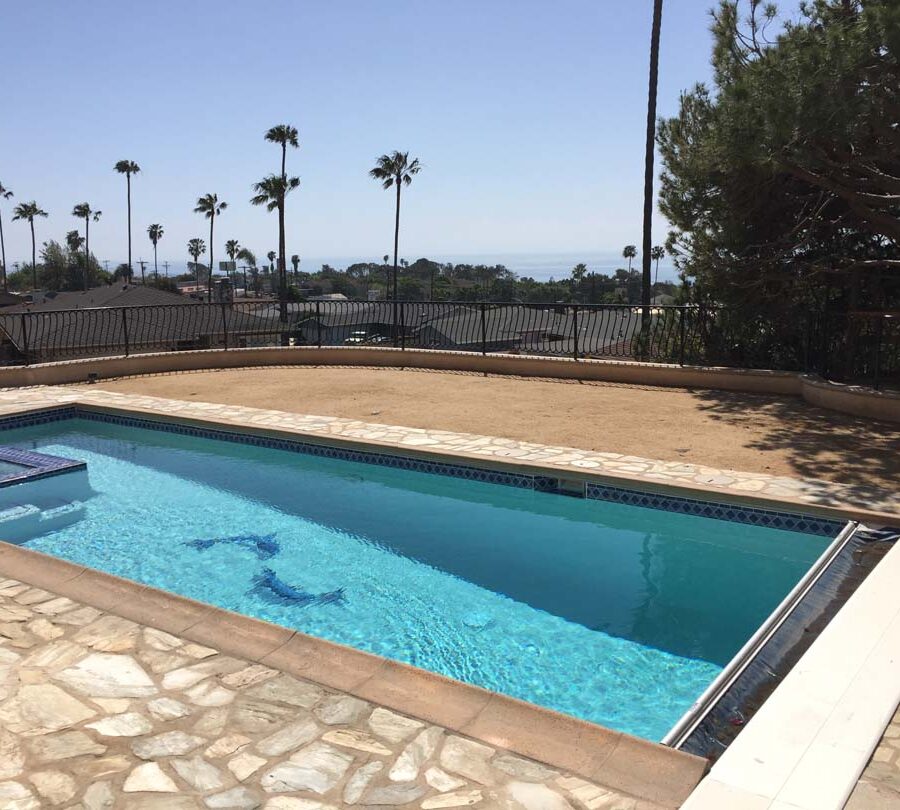 New flagstone pool deck for a home in San Pedro, CA. Pacificland Constructors