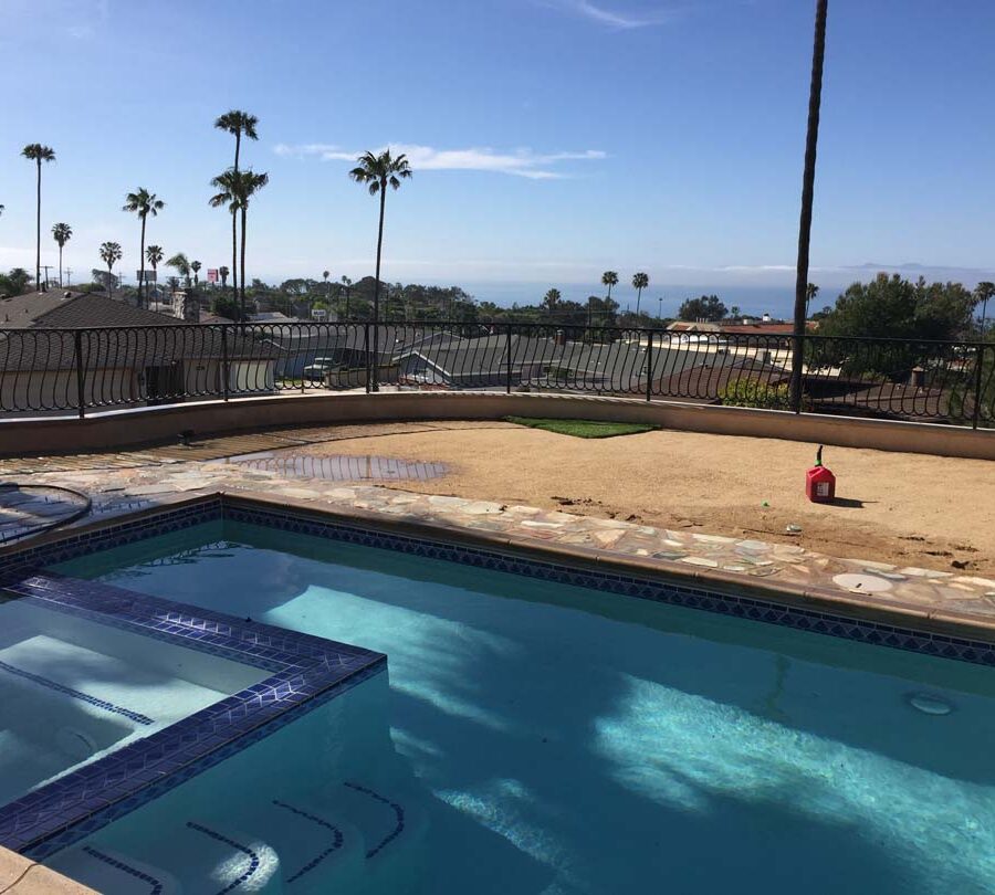 New flagstone pool deck for a home in San Pedro, CA. Pacificland Constructors