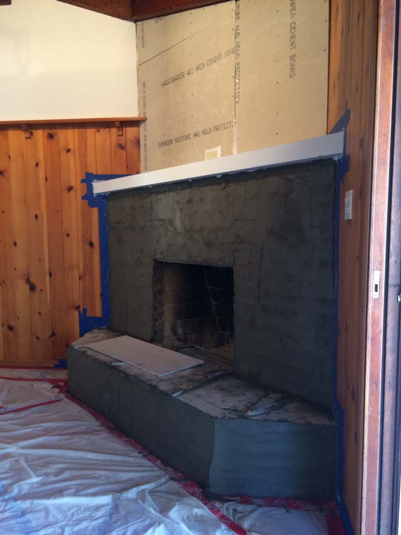 Stone Fireplace Remodel Burbank 91506 Contractor Masonry Concrete Fireplace Remodel Prior To Installing A Marble Granite Outer Hearth And Stone Veneer Pacificland