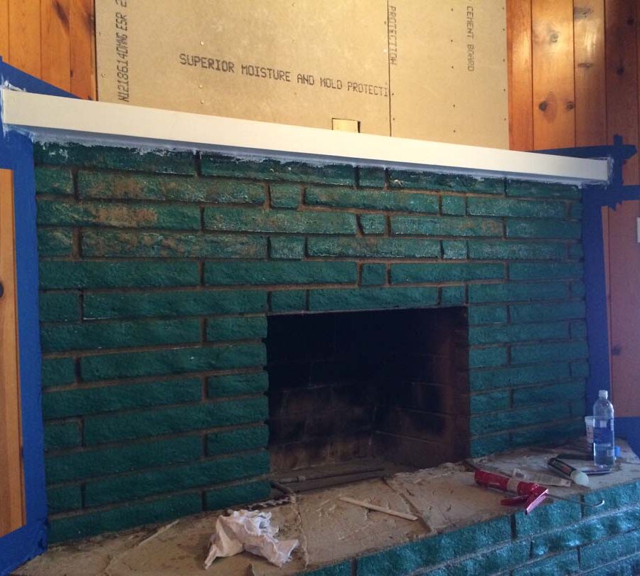 Old fireplace that was remodeled by Pacificland Constructors.