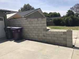 Unfinished CMU block wall. Pacificland Constructors