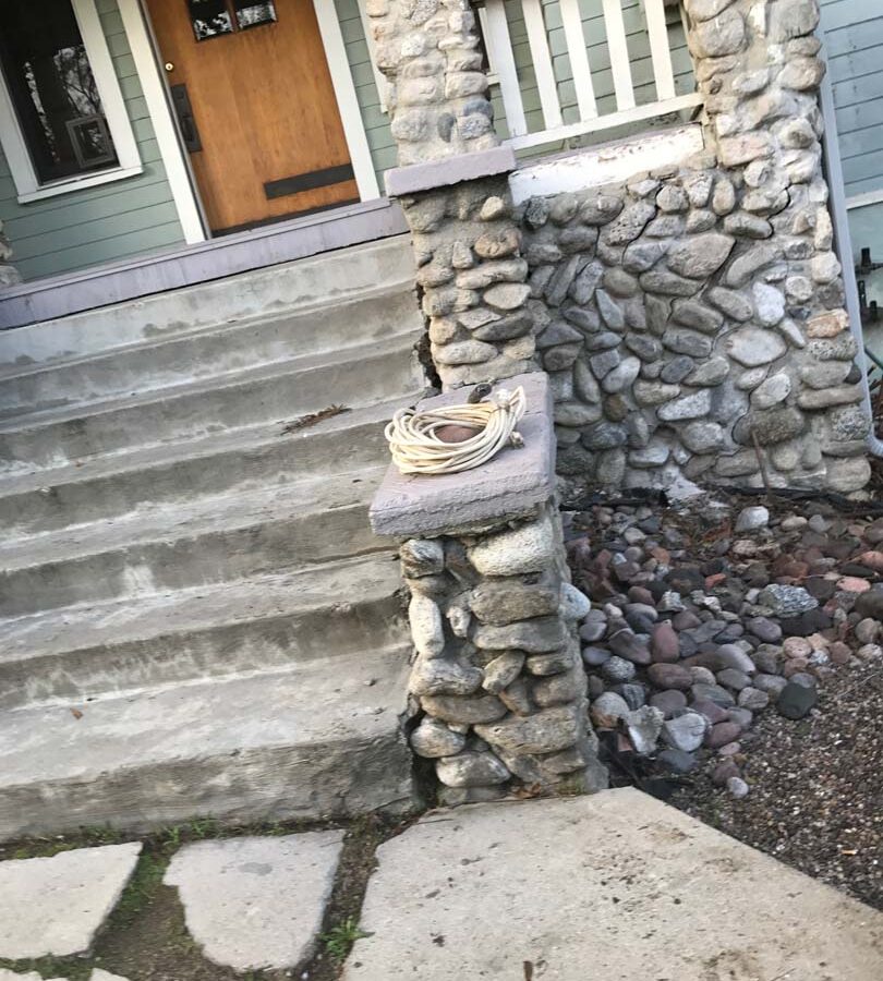 Outdated front porch that needed restoration. Pacificland Constructors