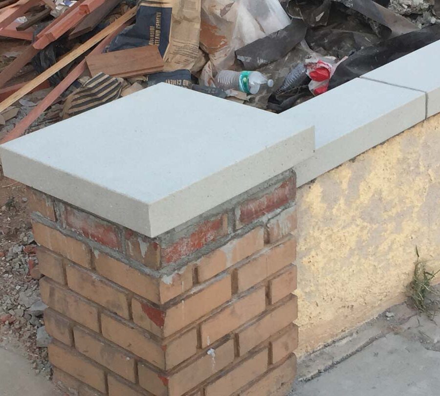 New precast wall cap for this home’s existing planter wall and pilaster. Pacificland Constructors