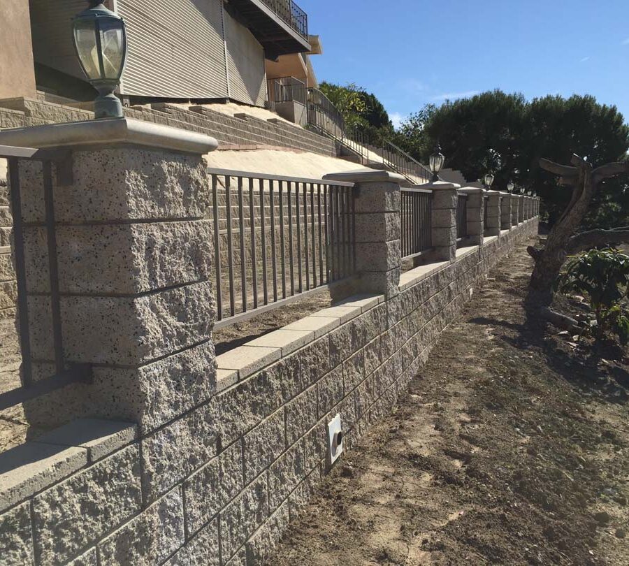 New CMU courtyard fence for a home in La Habra, CA. Pacificland Constructors