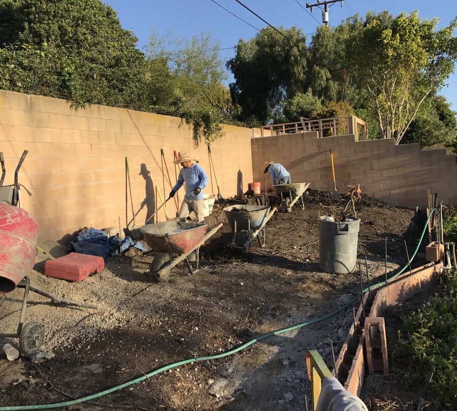 1st course of block being laid down. Pacificland Constructors