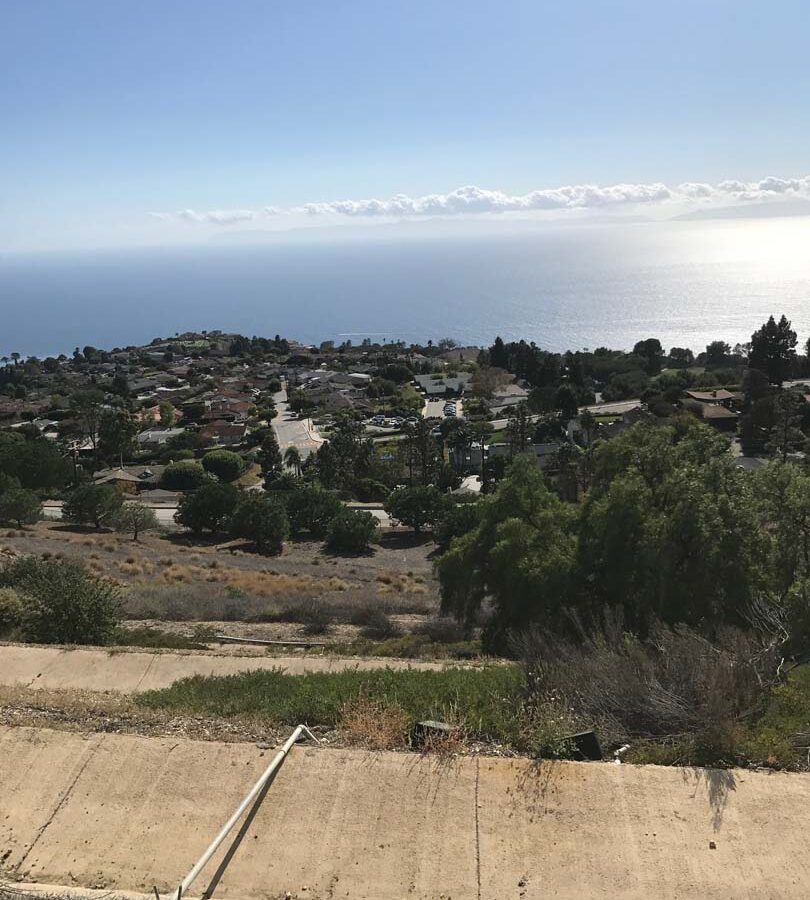 Backyard view of this home in Rancho Palos Verdes Estates, CA. Pacificland Constructors