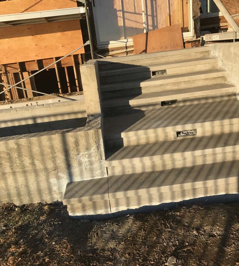 Poured a new gray concrete steps and planter in Palos Verdes Estates, CA. These steps will be lit up with lights placed at the face of the steps. Pacificland Constructors