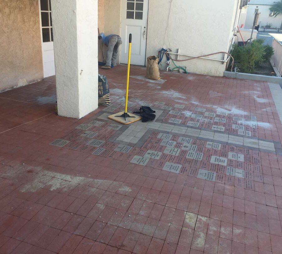 Completed pavers with the shape of a Cross. Pacificland Constructors