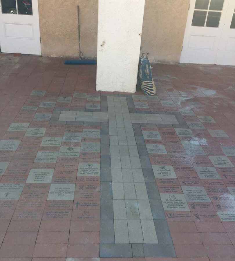 Completed pavers with the shape of a Cross. Pacificland Constructors